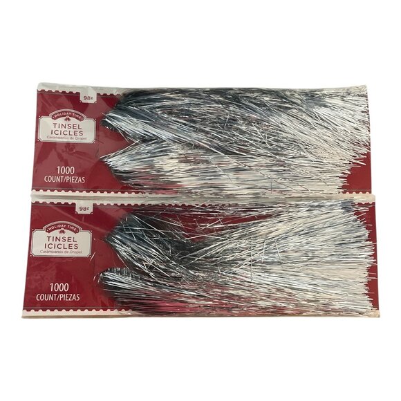 Holiday Time & Holiday Style Tinsel Icicles – 5 Packs of 1000 Strands Each Silve - Picture 1 of 3